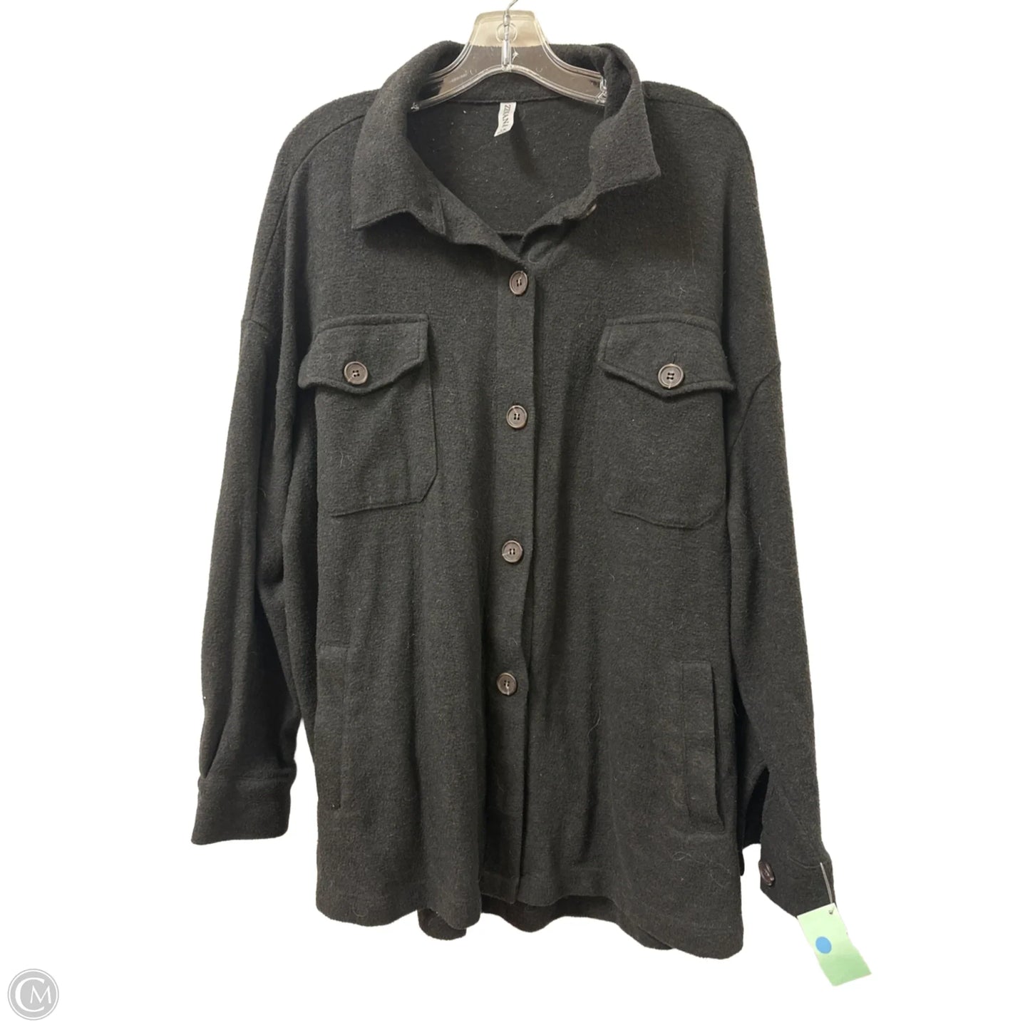 Jacket Shirt By Zenana Outfitters In Black, Size: 1x