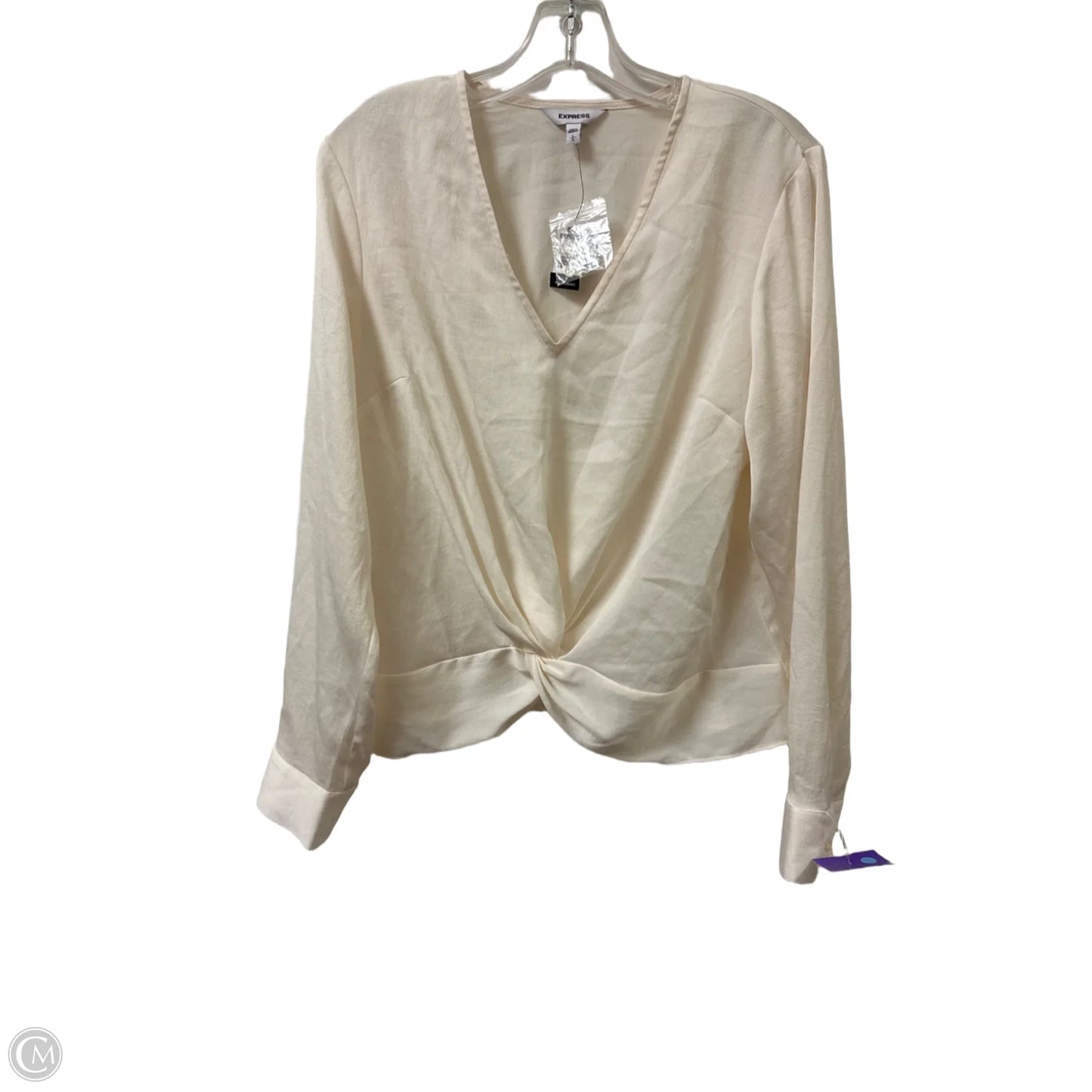 Top Long Sleeve By Express In Cream, Size: L