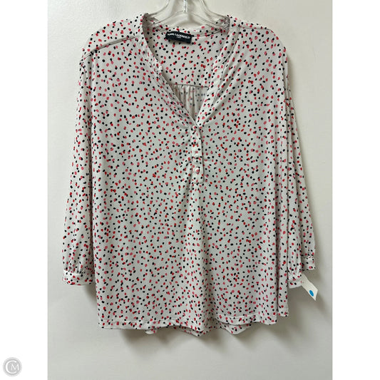 Top Long Sleeve Designer By Karl Lagerfeld In Polkadot Pattern, Size: L