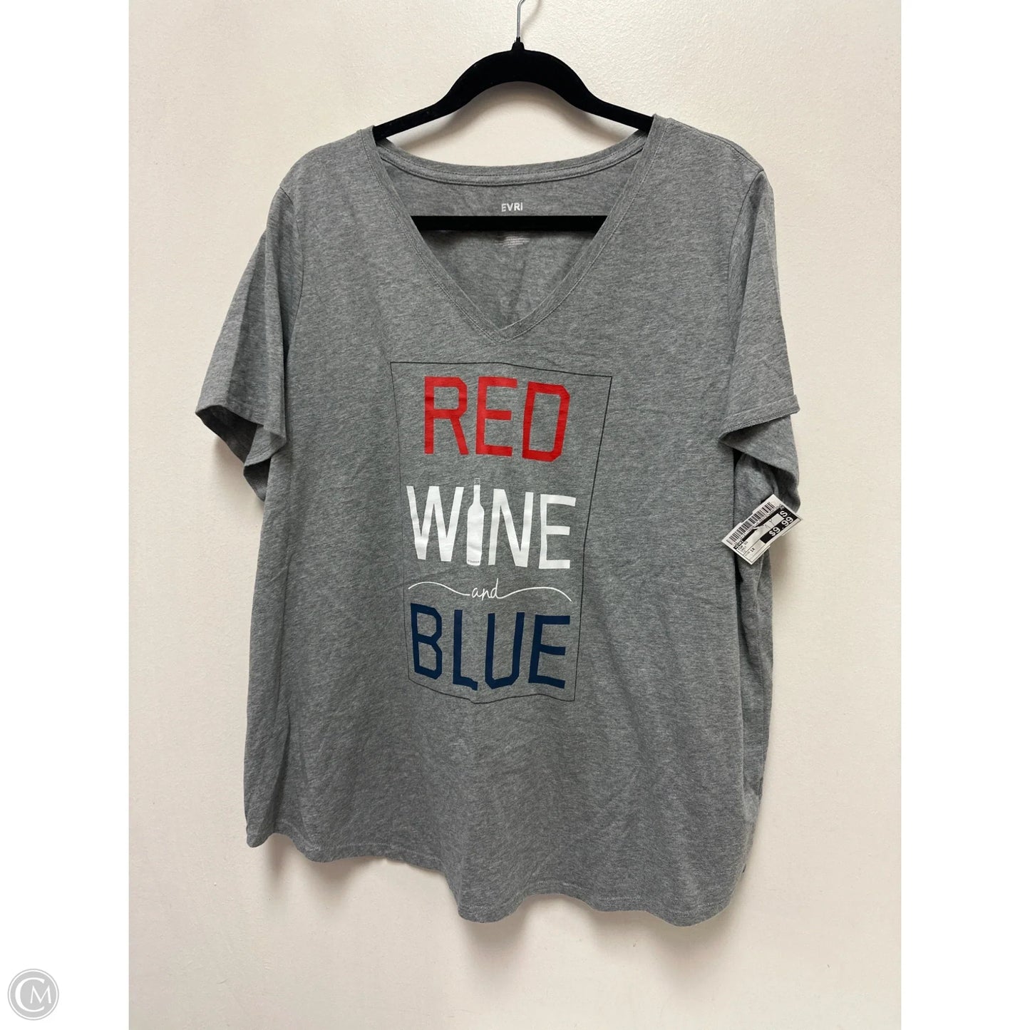 Top Short Sleeve By Evri In Grey, Size: 1x