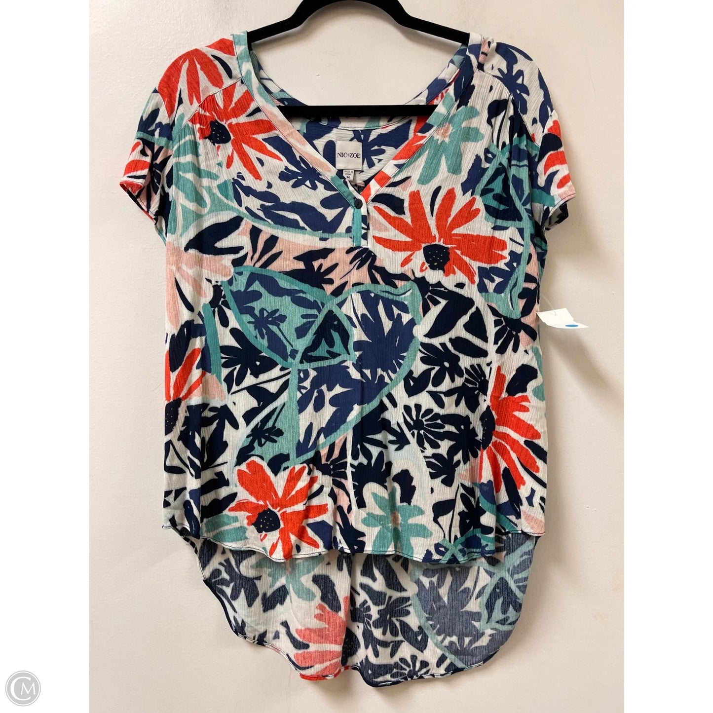 Top Short Sleeve By Nic + Zoe In Floral Print, Size: M