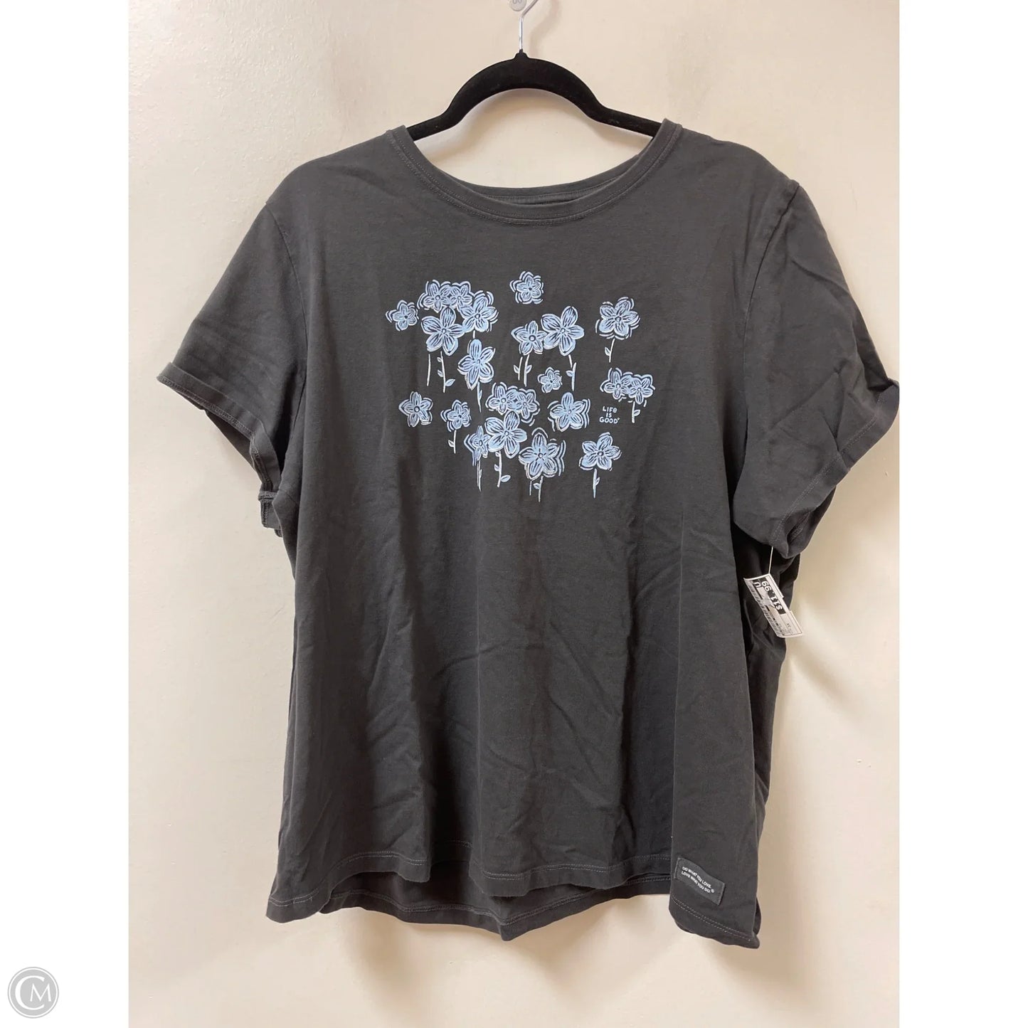 Top Short Sleeve By Life Is Good In Grey, Size: 3x