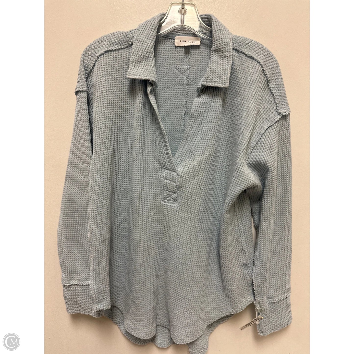 Top Long Sleeve By Pink Rose In Blue & Brown, Size: L