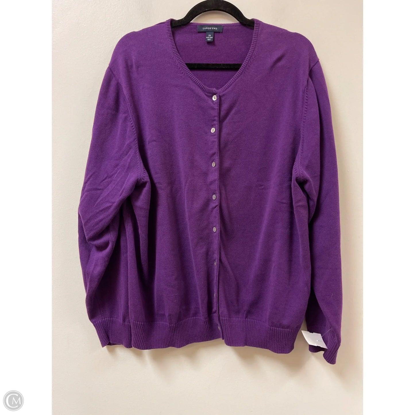 Sweater Cardigan By Lands End In Purple, Size: 2x