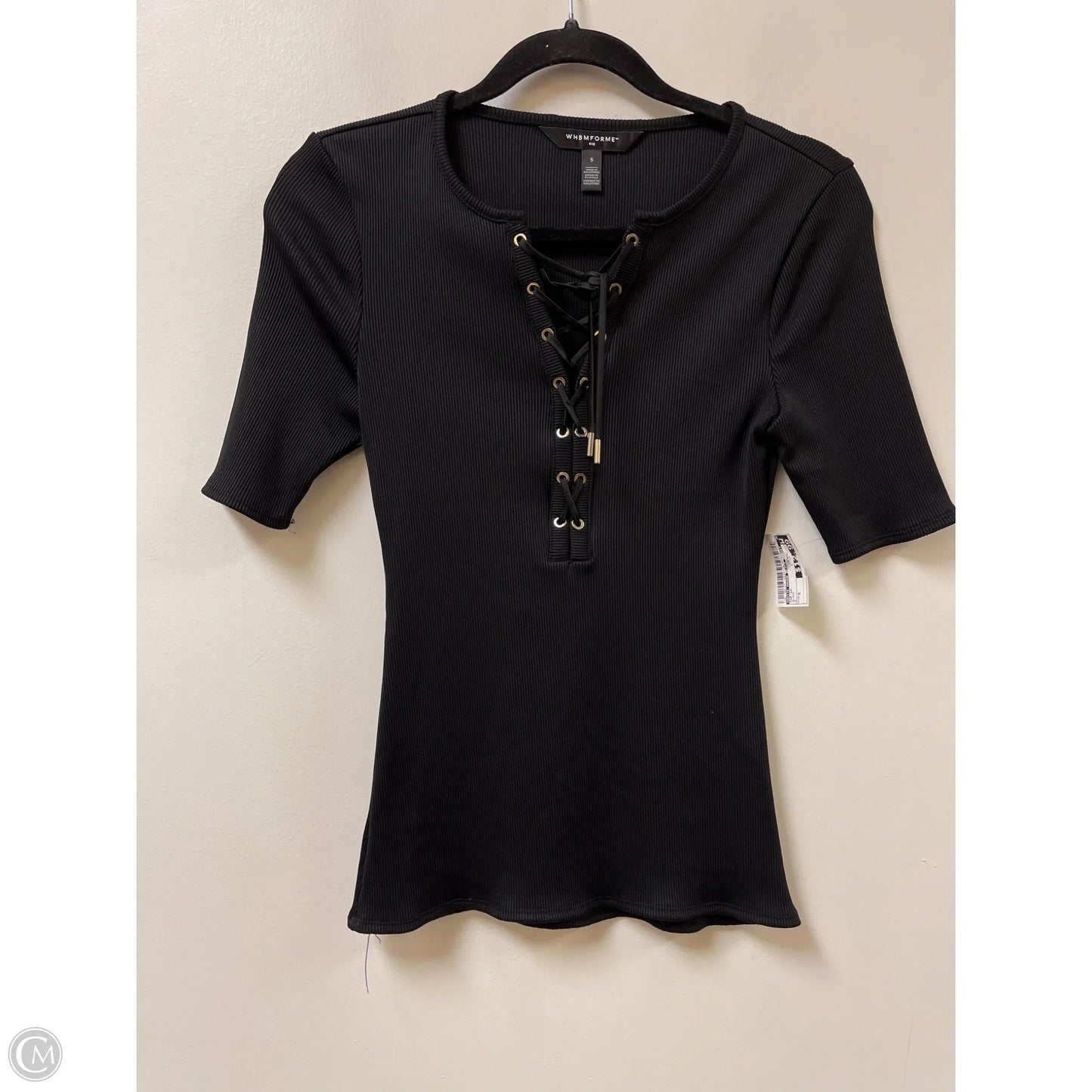 Top Short Sleeve By White House Black Market In Black, Size: S