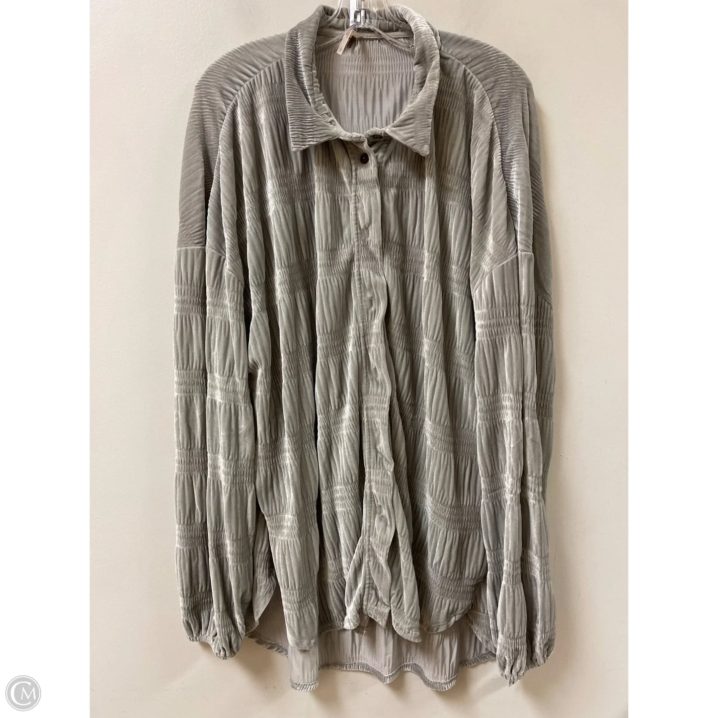 Blouse Long Sleeve By Free People In Grey, Size: L
