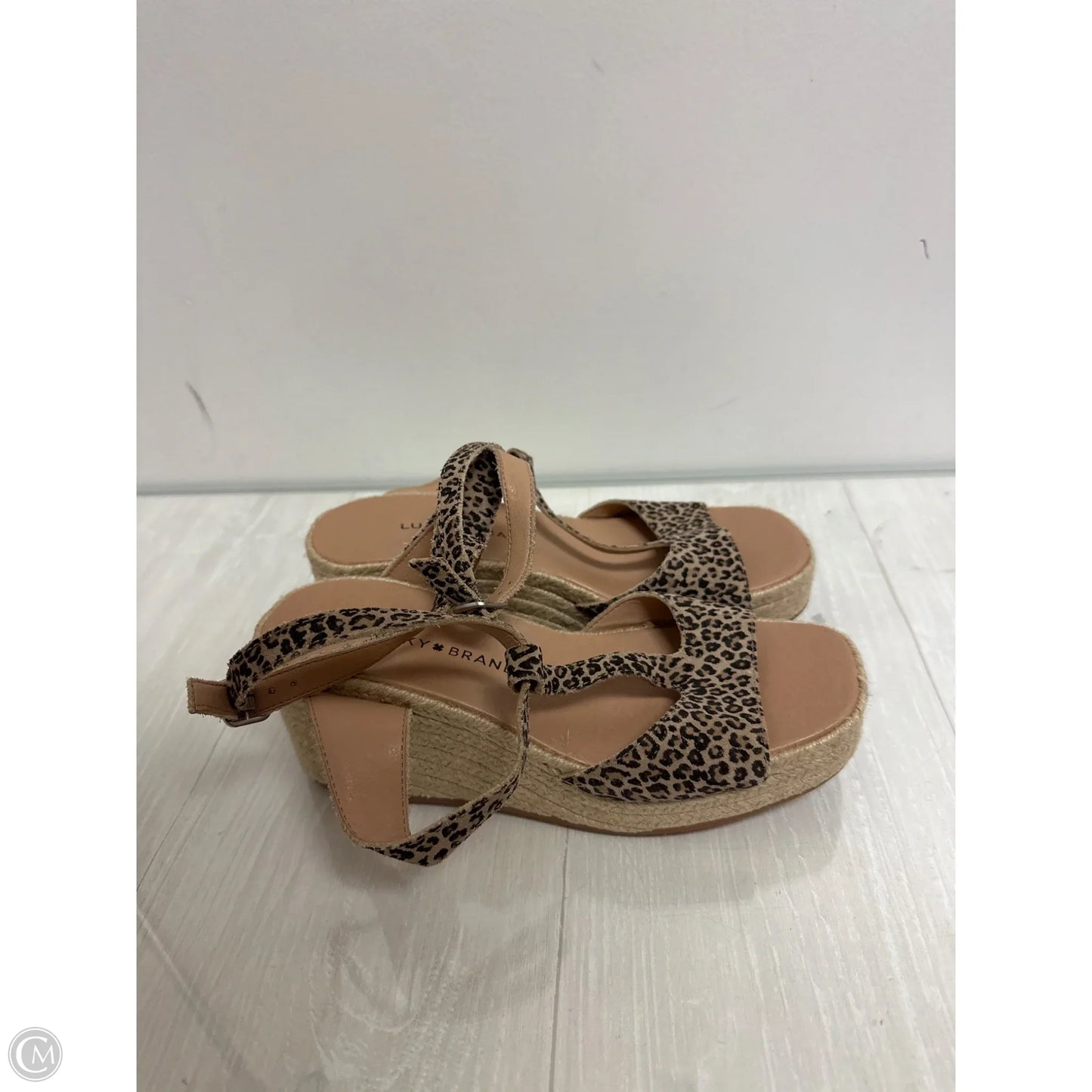 Sandals Heels Wedge By Lucky Brand In Leopard Print, Size: 8