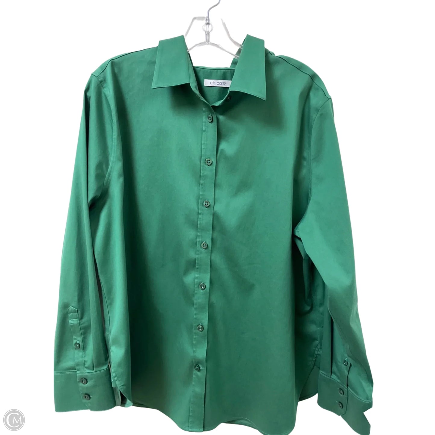 Blouse Long Sleeve By Chicos In Green, Size: 1x