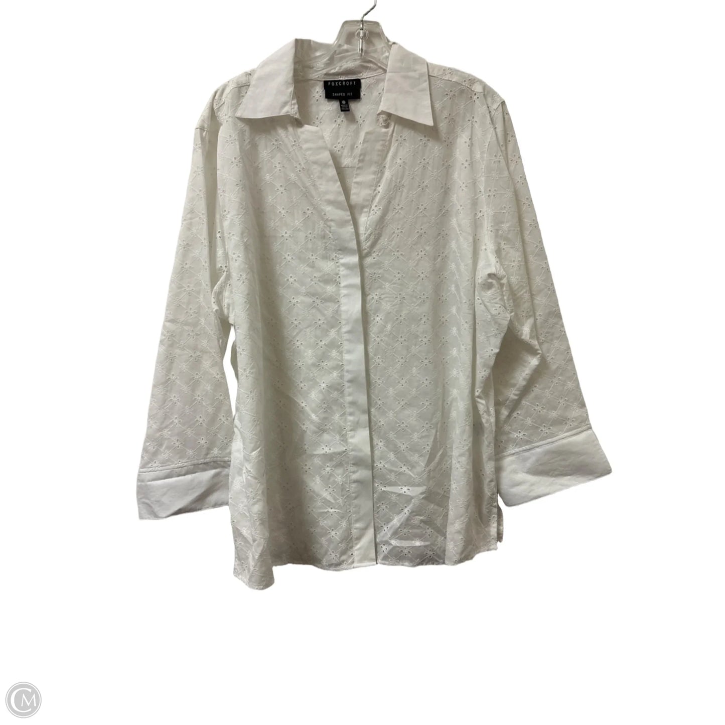 Blouse Long Sleeve By Foxcroft In White, Size: 3x