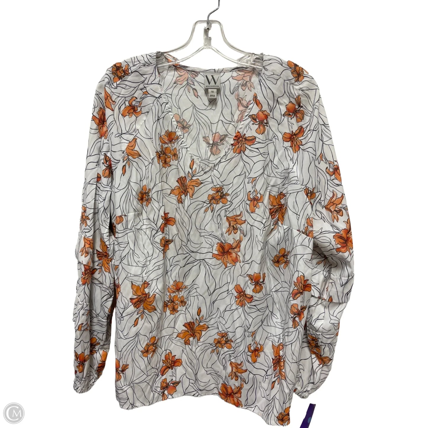 Top Long Sleeve By Worthington In Floral Print, Size: 1x