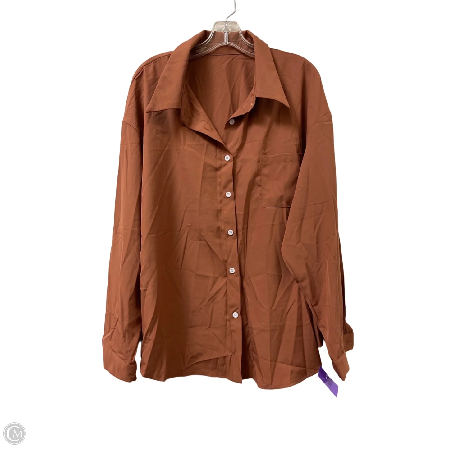 Blouse Long Sleeve By Shein In Brown, Size: 3x