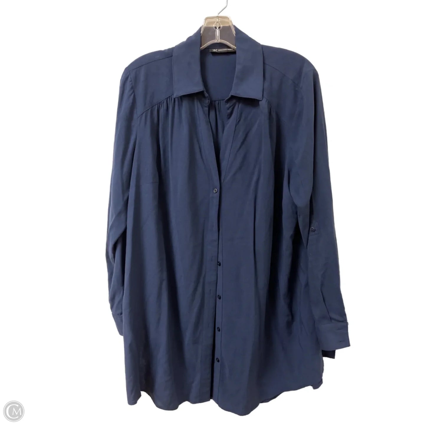Blouse Long Sleeve By Inc In Navy, Size: L