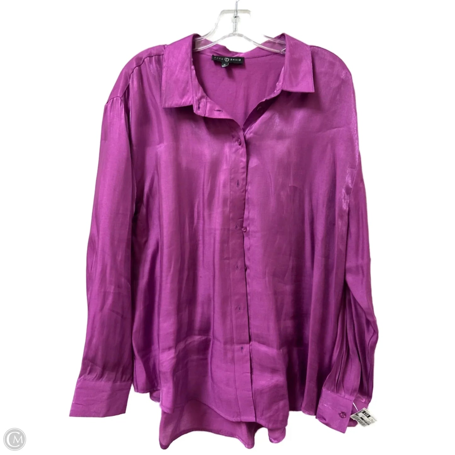 Blouse Long Sleeve By Fred David In Purple, Size: Xl