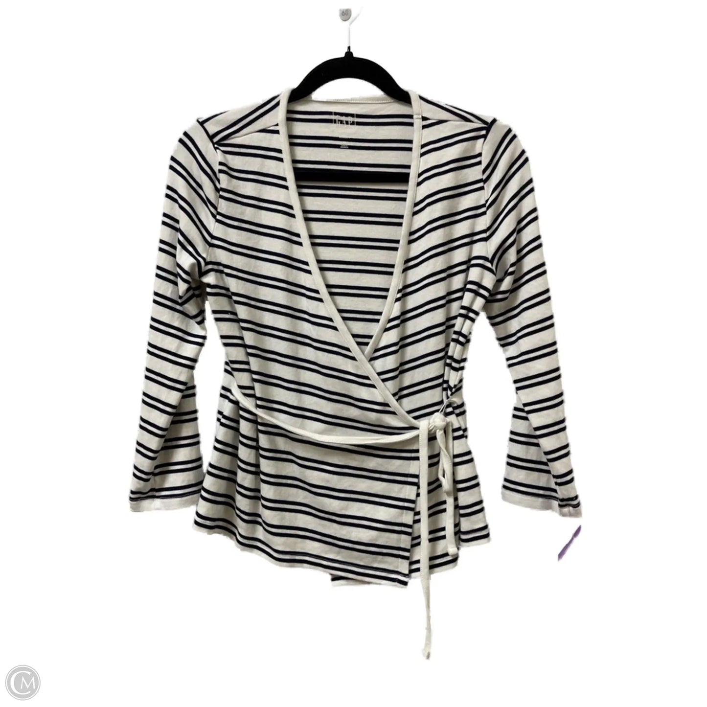 Sweater Cardigan By Gap In Blue & White, Size: M