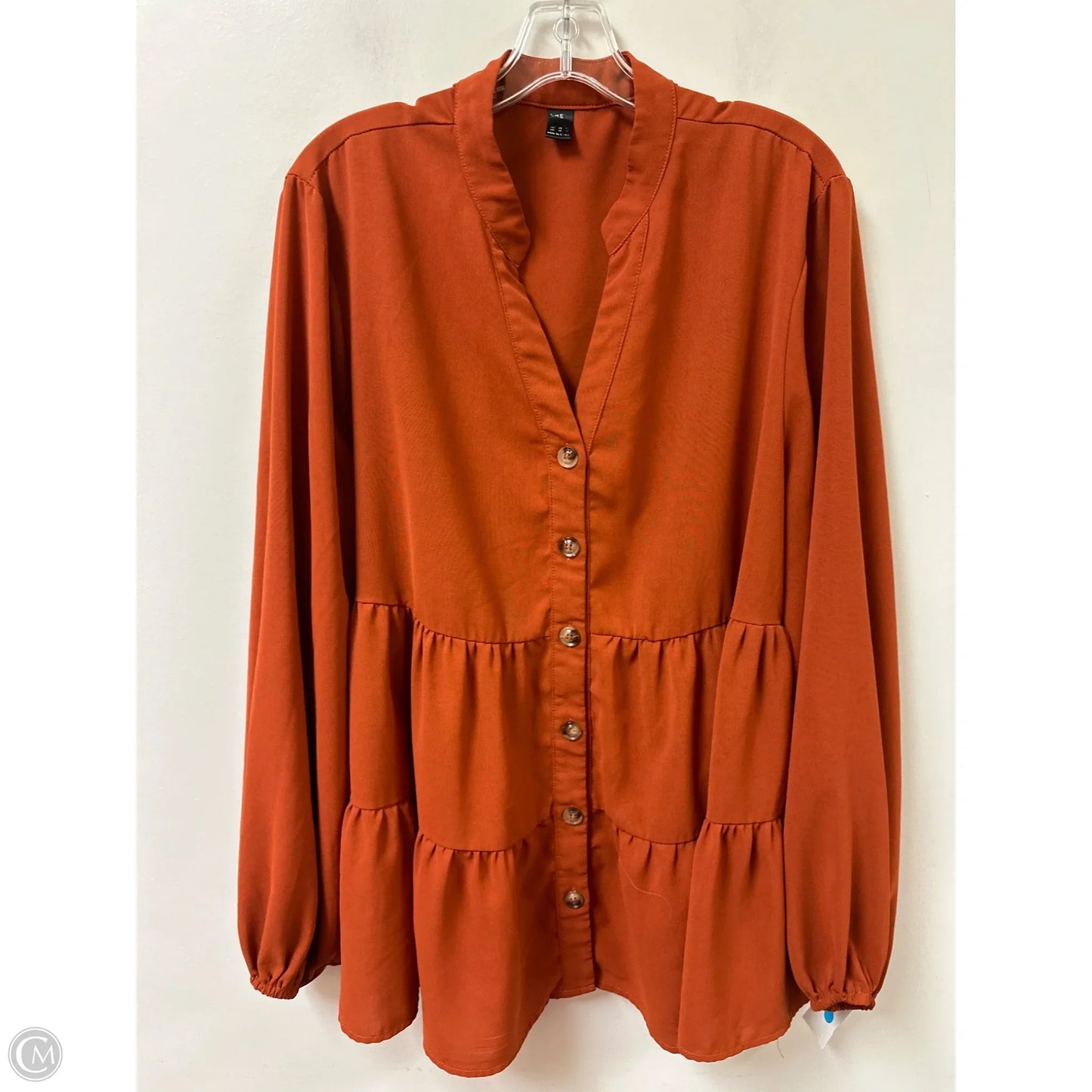 Top Long Sleeve By Shein In Orange, Size: 1x