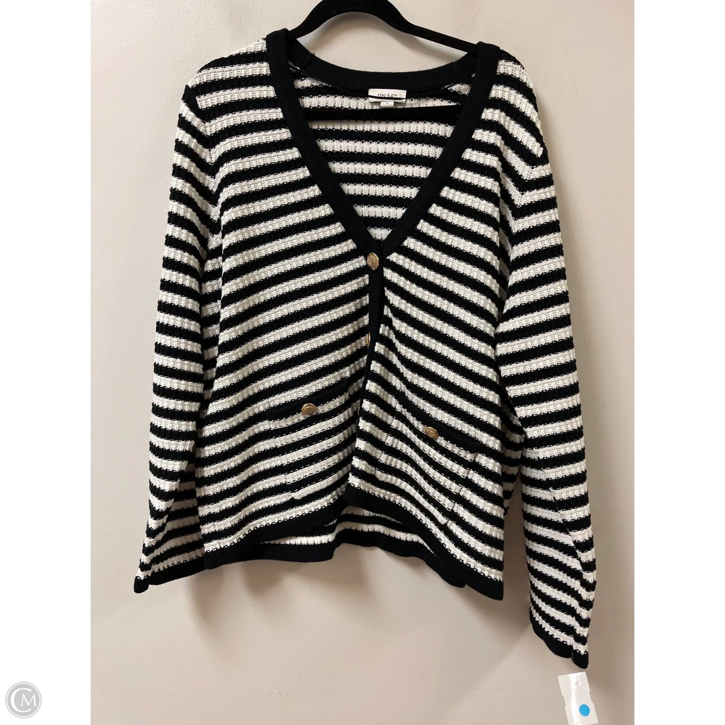 Sweater Cardigan By Clothes Mentor In Black & White, Size: 2x