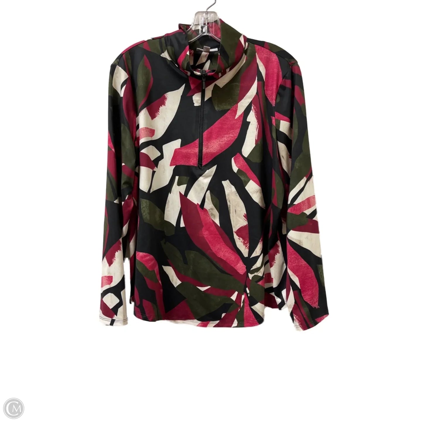 Athletic Top Long Sleeve Collar By Chicos In Multi-colored, Size: 1x