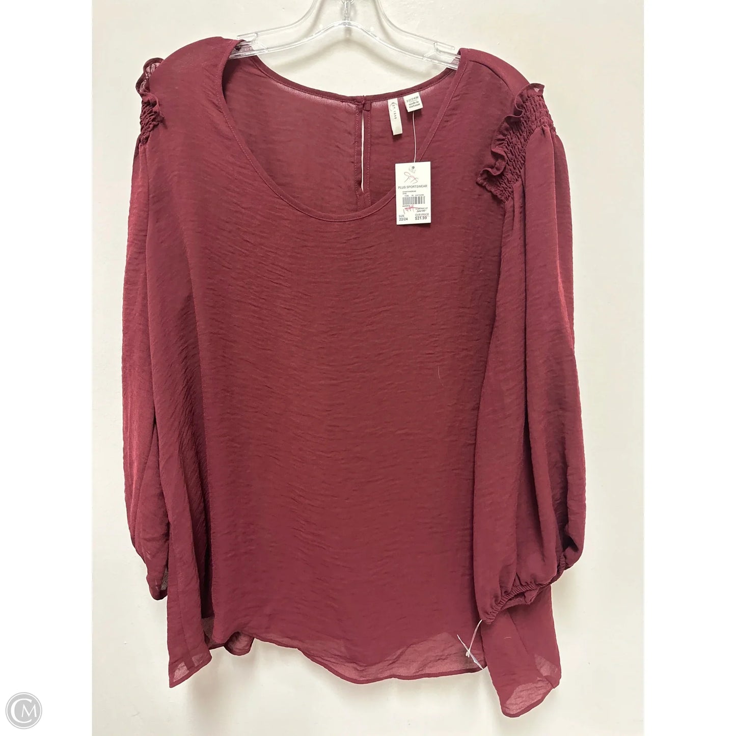 Top Long Sleeve By Cato In Red, Size: 3x