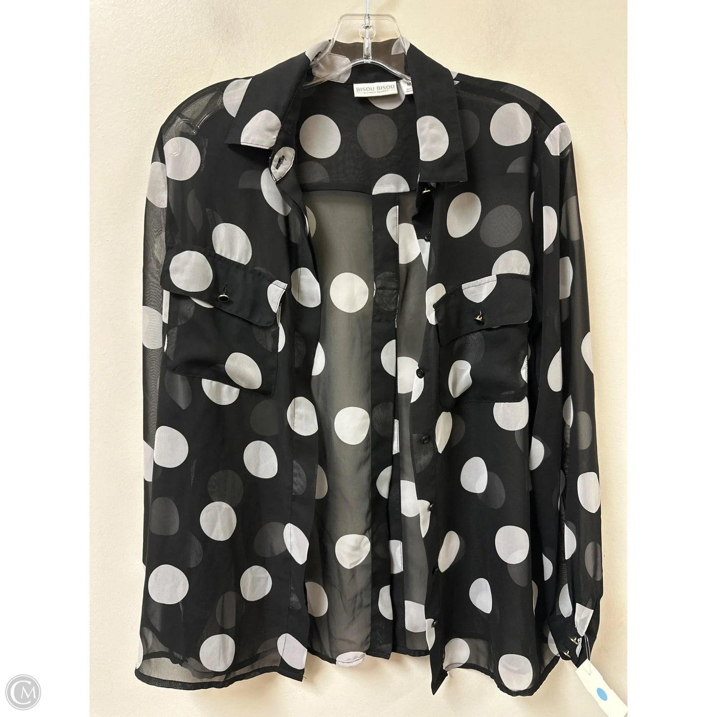 Blouse Long Sleeve By Bisou Bisou In Black, Size: M
