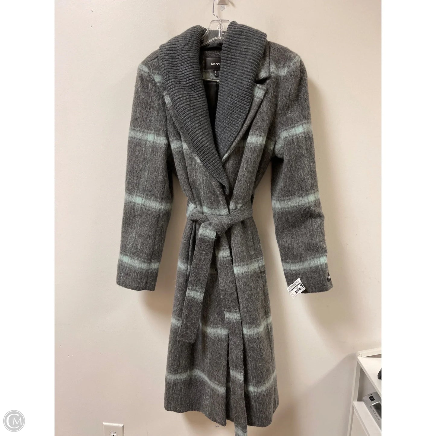 Coat Trench Coat By Dkny In Grey, Size: L