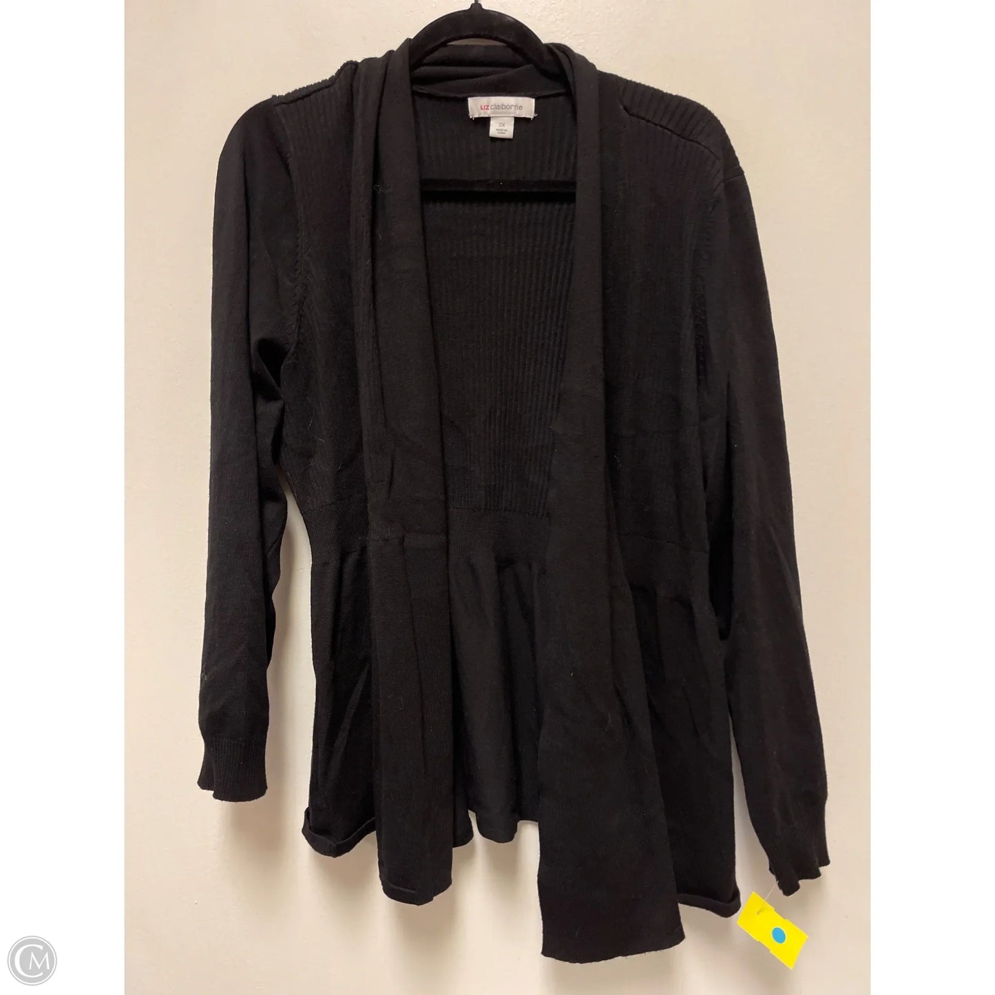 Sweater Cardigan By Liz Claiborne In Black, Size: 2x