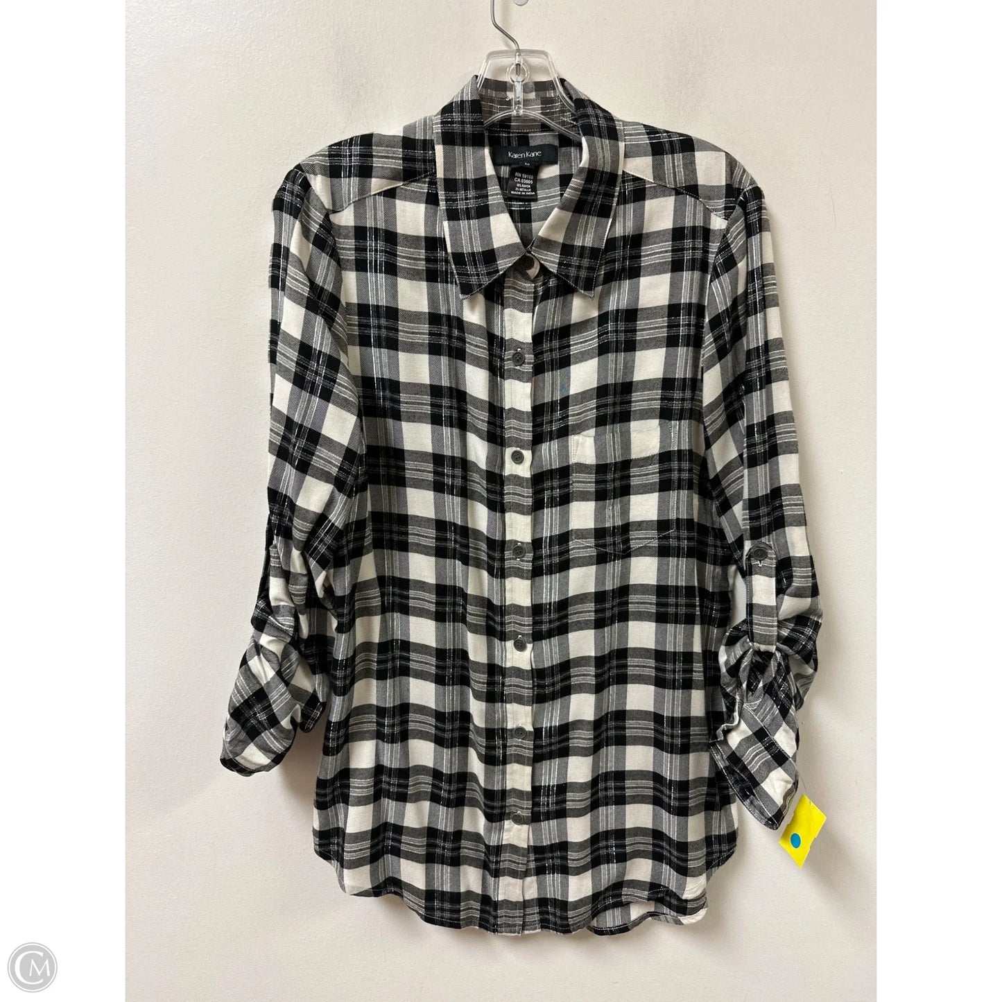 Blouse Long Sleeve By Karen Kane In Black & White, Size: M