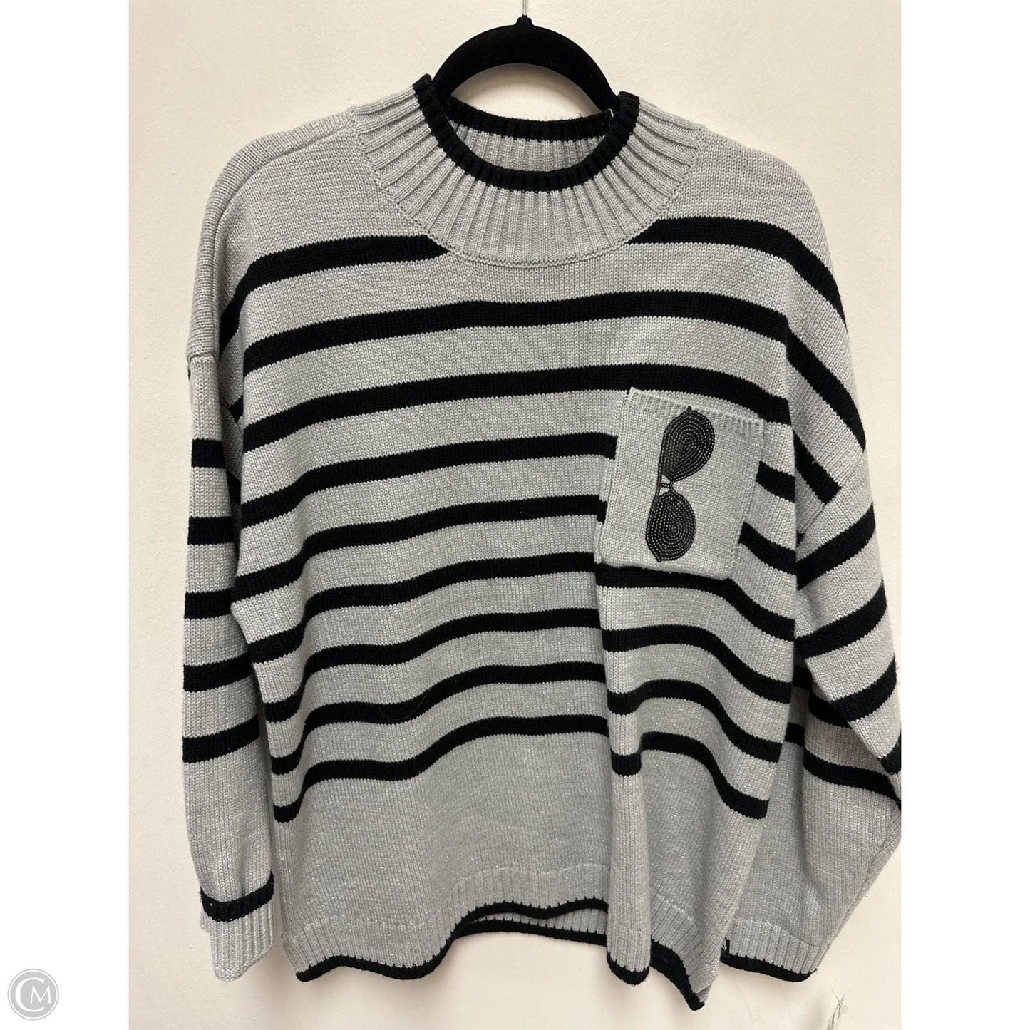 Sweater Designer By Karl Lagerfeld In Grey, Size: Xl