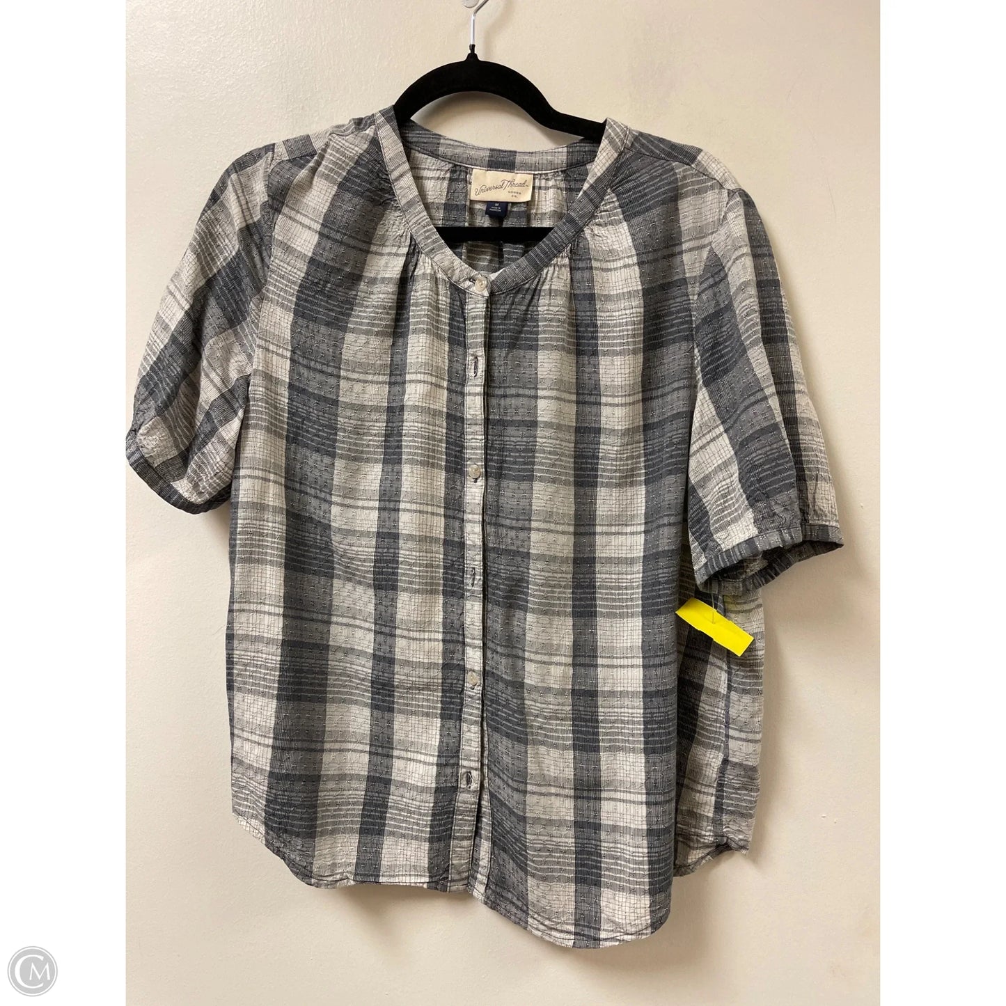 Blouse Short Sleeve By Universal Thread In Grey, Size: M