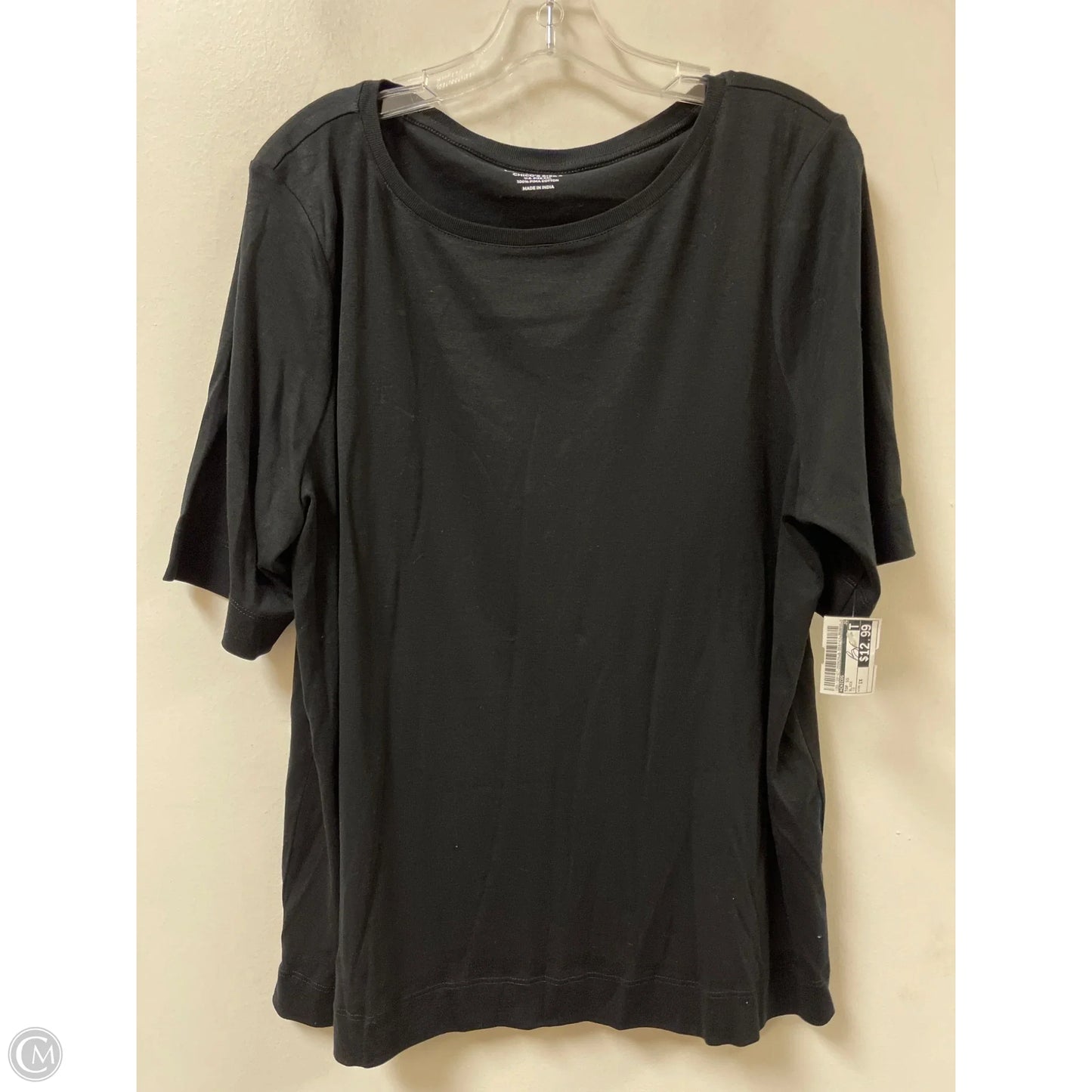 Top Short Sleeve By Chicos In Black, Size: 1x