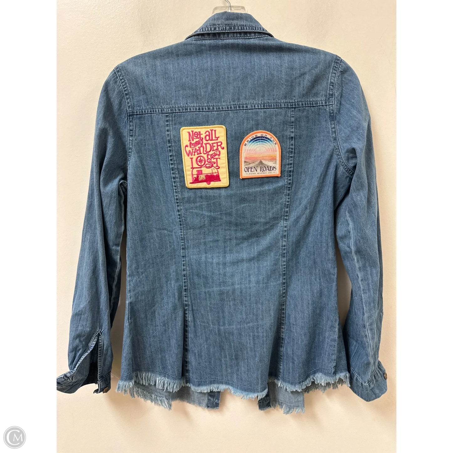 Blouse Long Sleeve By Allegra K In Blue Denim, Size: Xs