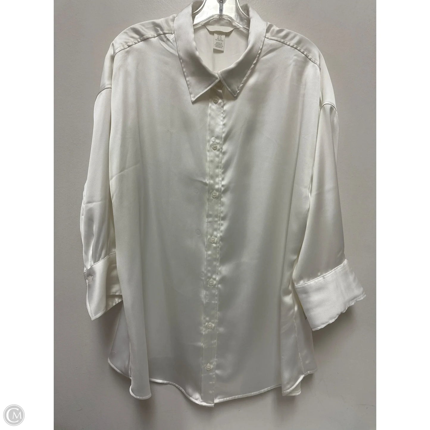 Blouse Long Sleeve By H&m In White, Size: Xl