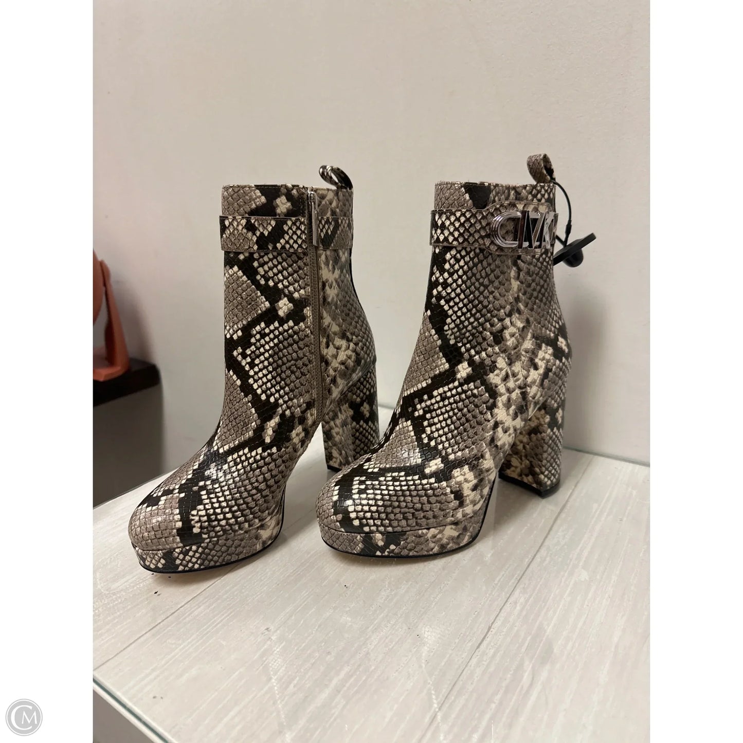 Boots Ankle Heels By Michael By Michael Kors In Snakeskin Print, Size: 7.5