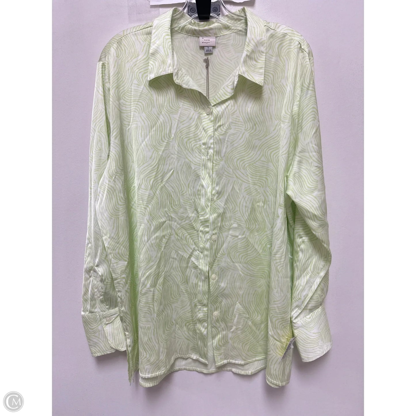 Blouse Long Sleeve By A New Day In Green, Size: L