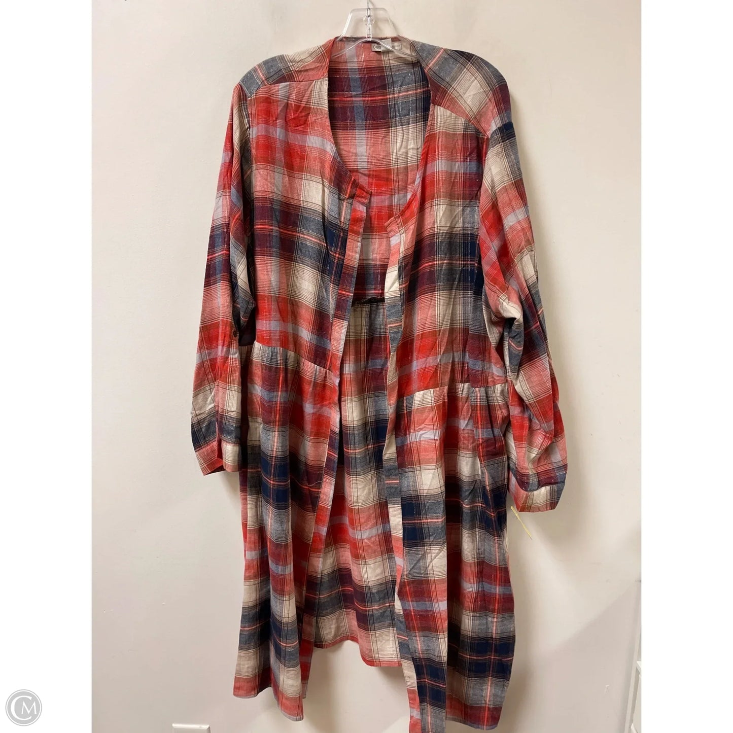 Sweater Cardigan By Cato In Plaid Pattern, Size: 4x