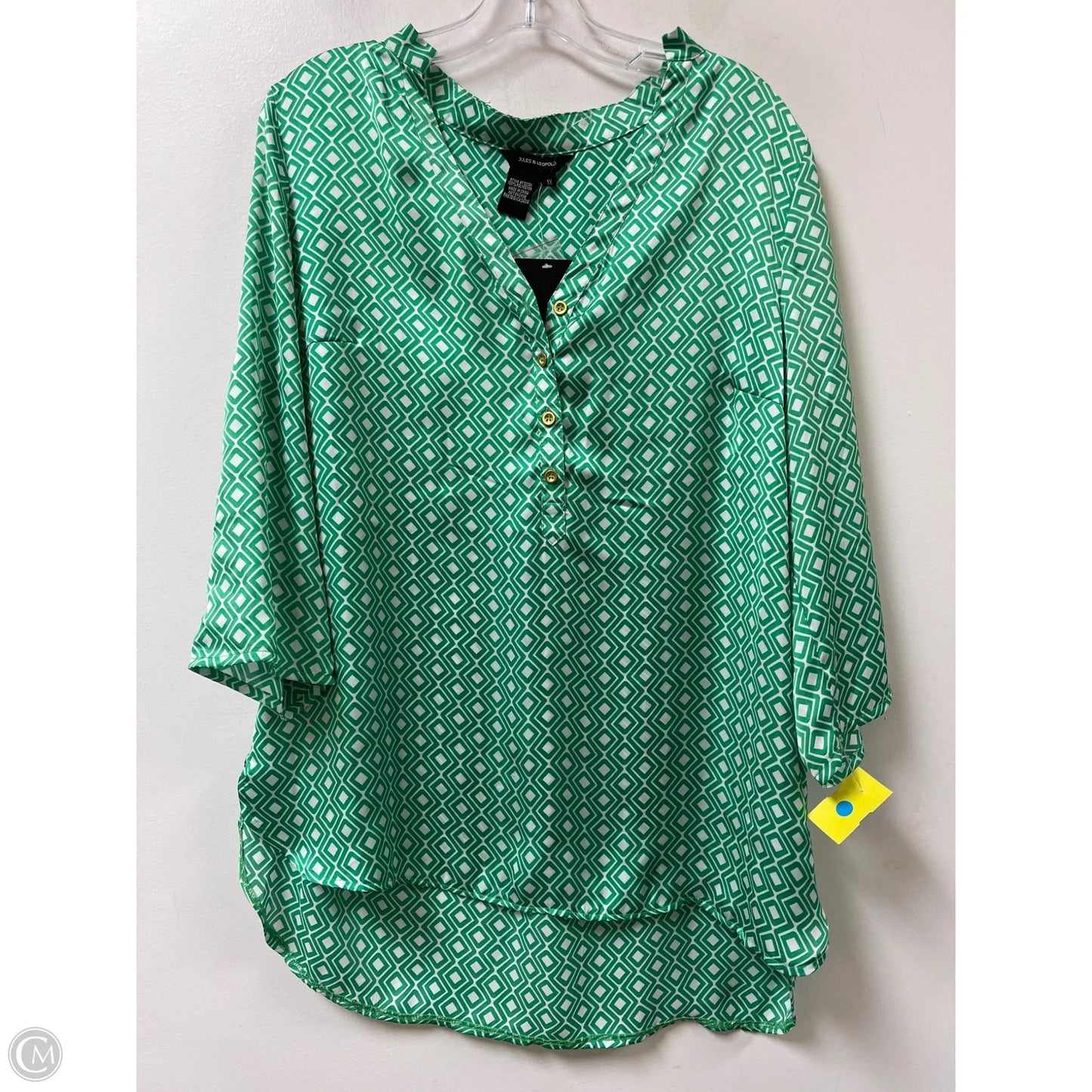 Tunic Long Sleeve By Jules & Leopold In Green, Size: 1x