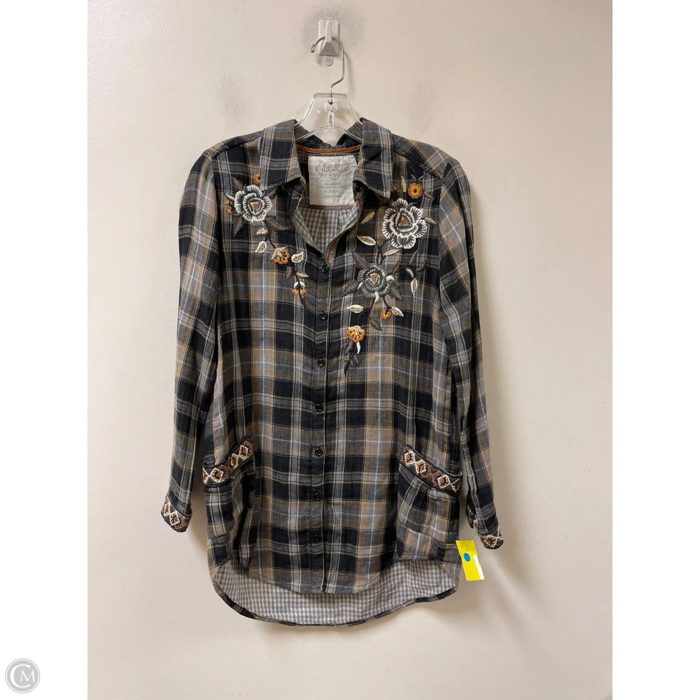 Tunic Long Sleeve By Clothes Mentor In Plaid Pattern, Size: Xs