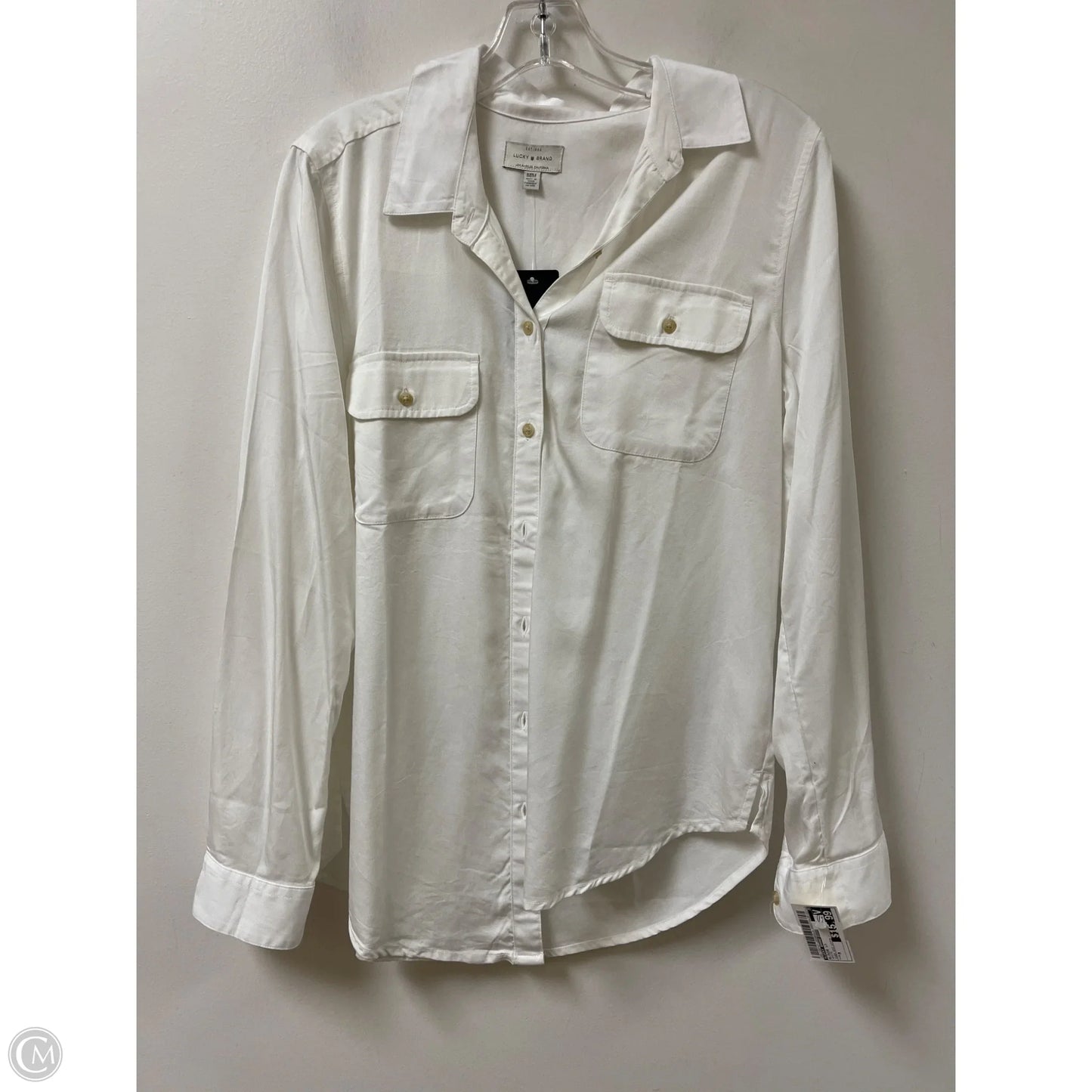 Blouse Long Sleeve By Lucky Brand In White, Size: M