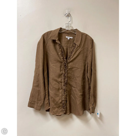 Blouse Long Sleeve By Chicos In Brown, Size: M