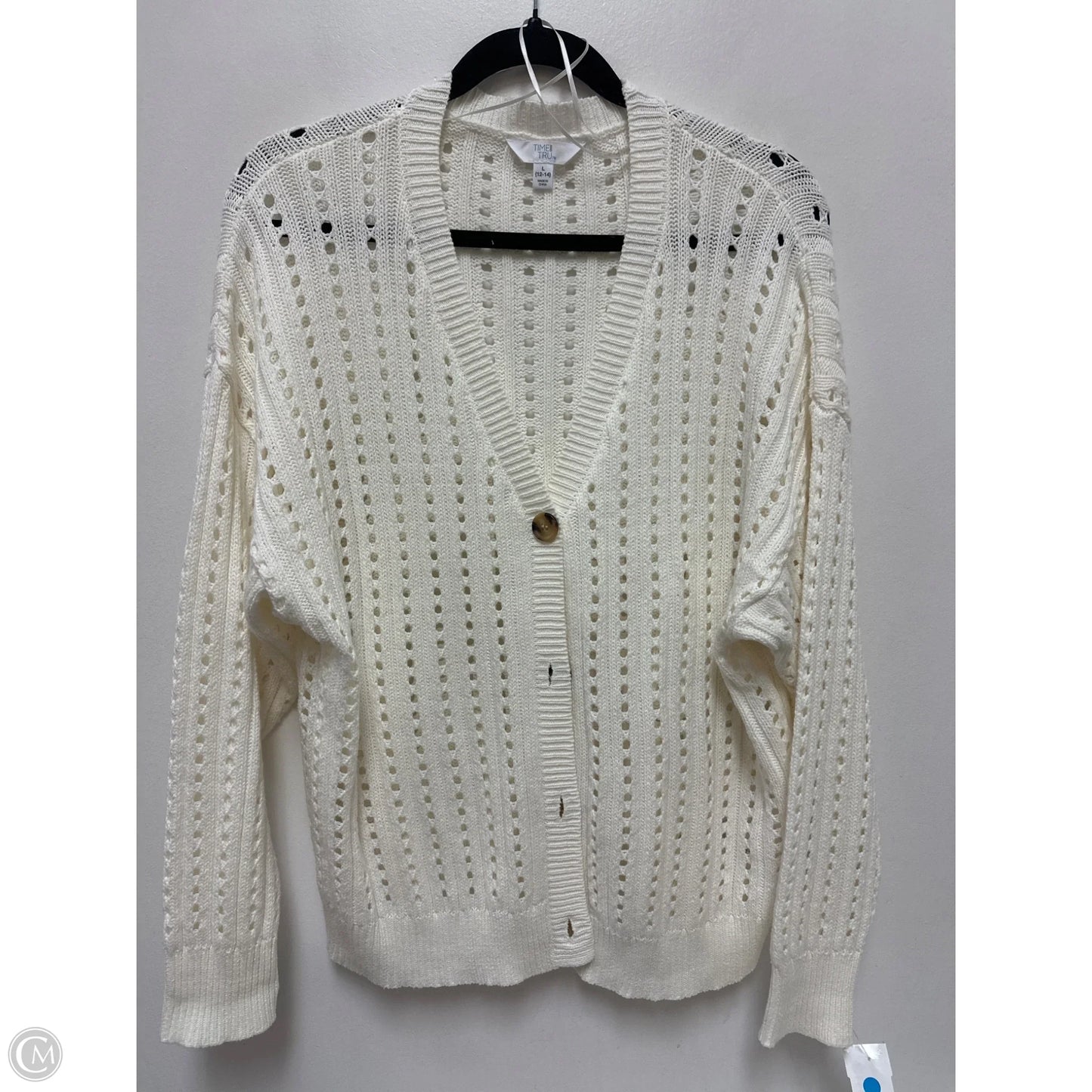 Sweater Cardigan By Time And Tru In Cream, Size: L