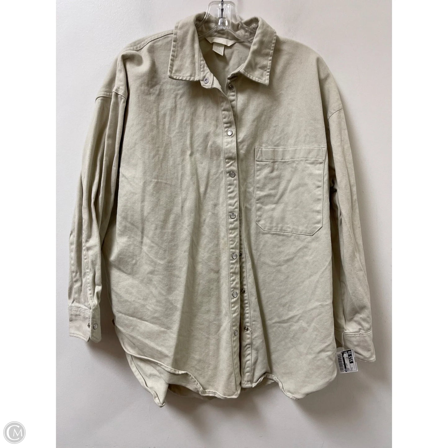 Jacket Shirt By H&m In Cream, Size: M