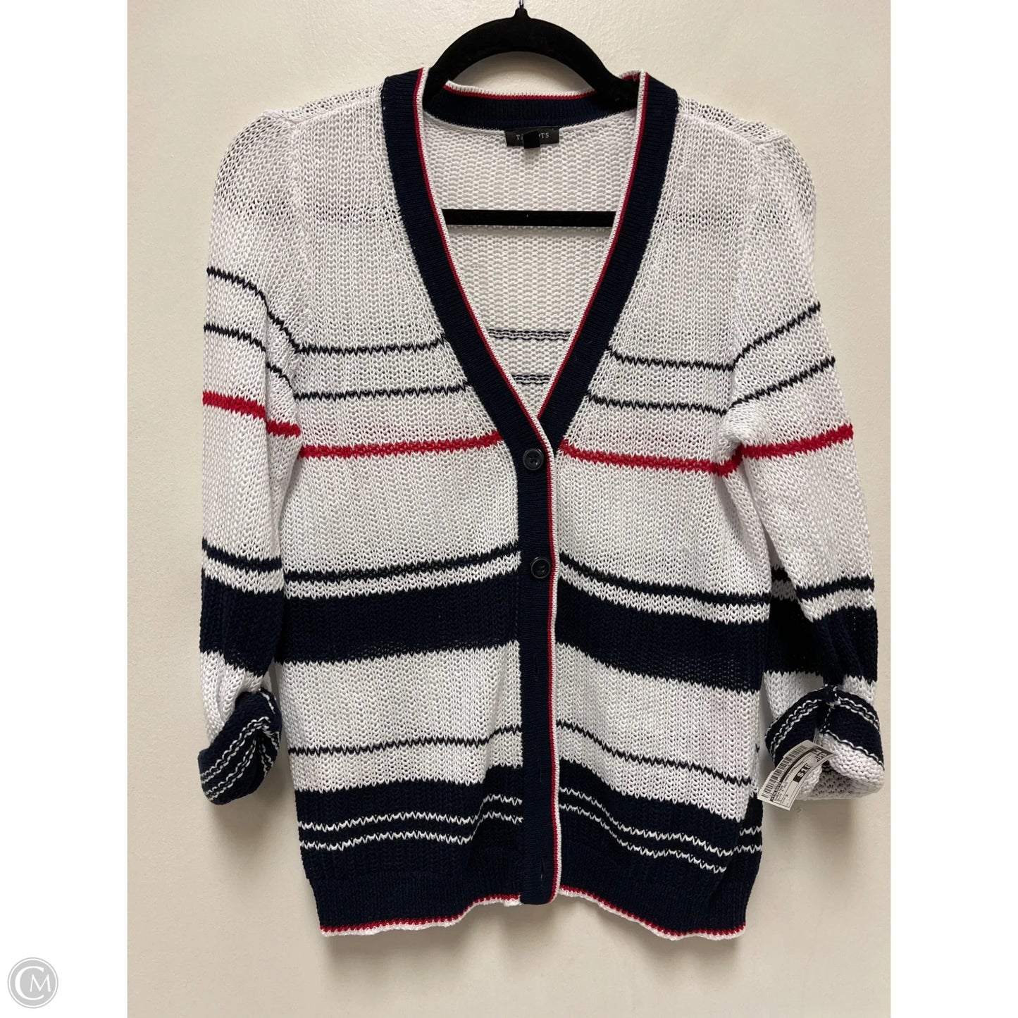 Sweater Cardigan By Talbots In Blue & Red, Size: S