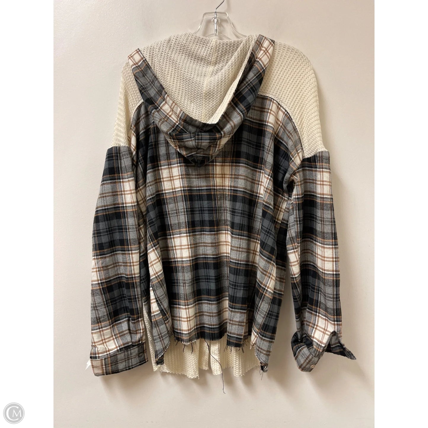 Blouse Long Sleeve By Bke In Plaid Pattern, Size: L