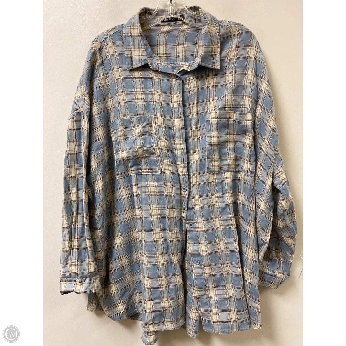 Blouse Long Sleeve By Boohoo Boutique In Blue, Size: 1x