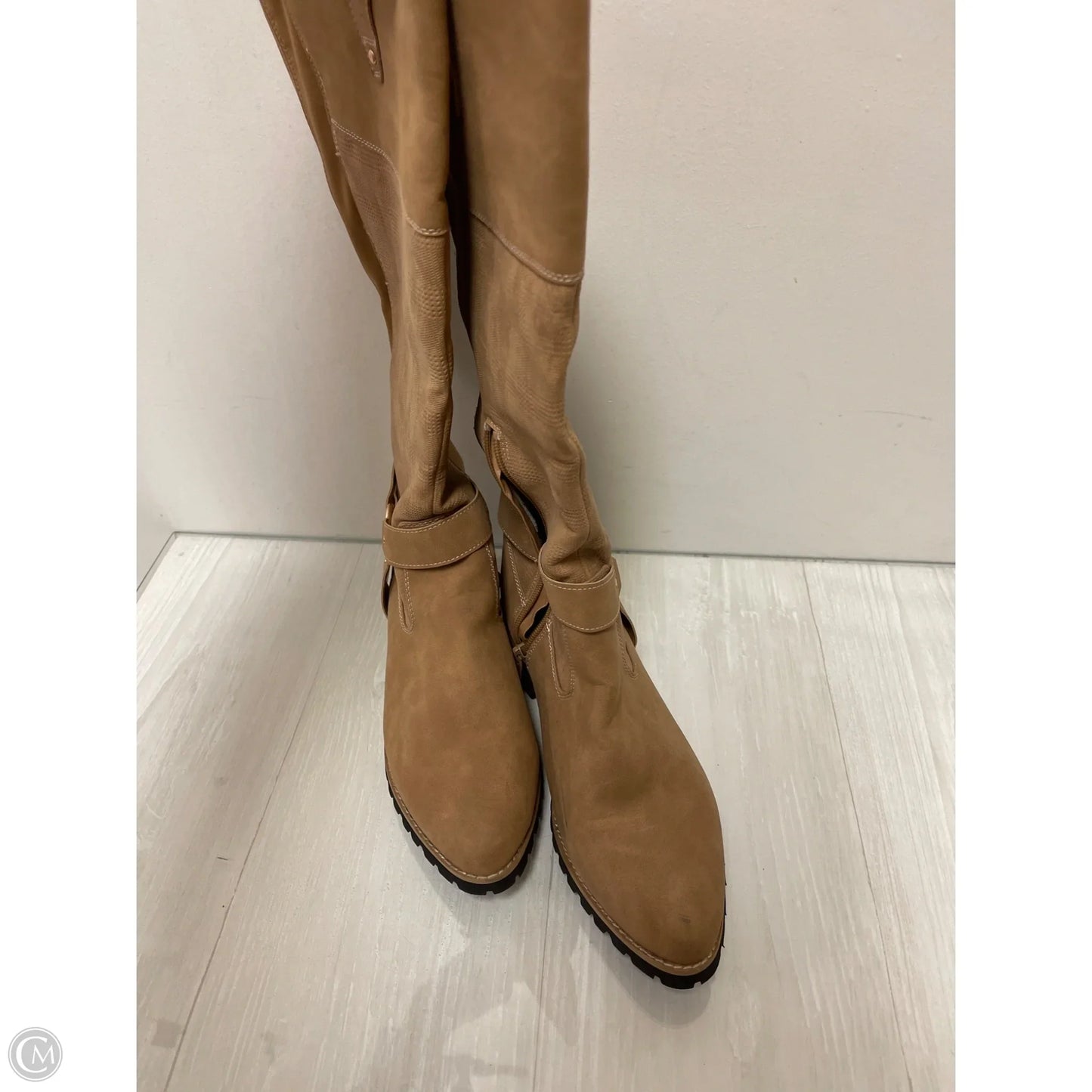 Boots Knee Heels By Cato In Tan, Size: 9