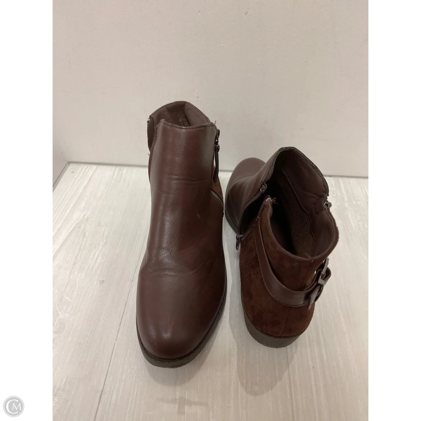 Boots Ankle Heels By Clothes Mentor In Brown, Size: 10