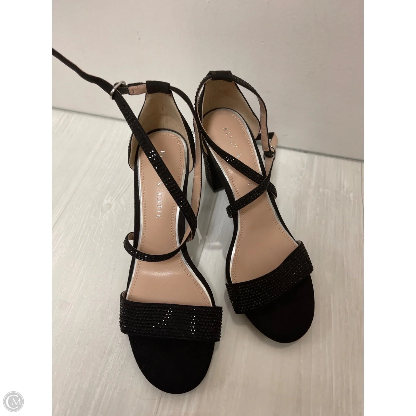 Sandals Heels Block By Kelly And Katie In Black, Size: 8