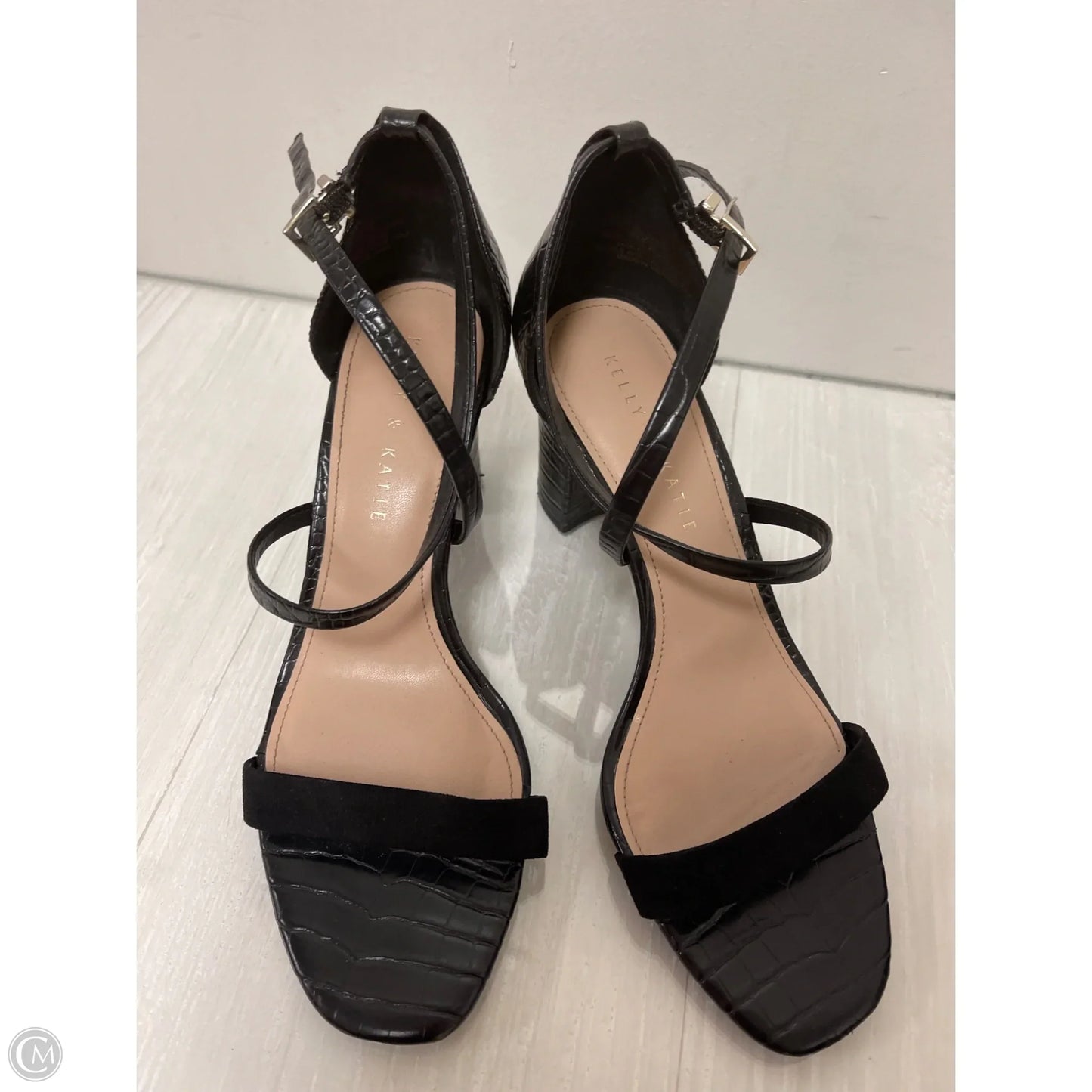 Sandals Heels Block By Kelly And Katie In Black, Size: 8