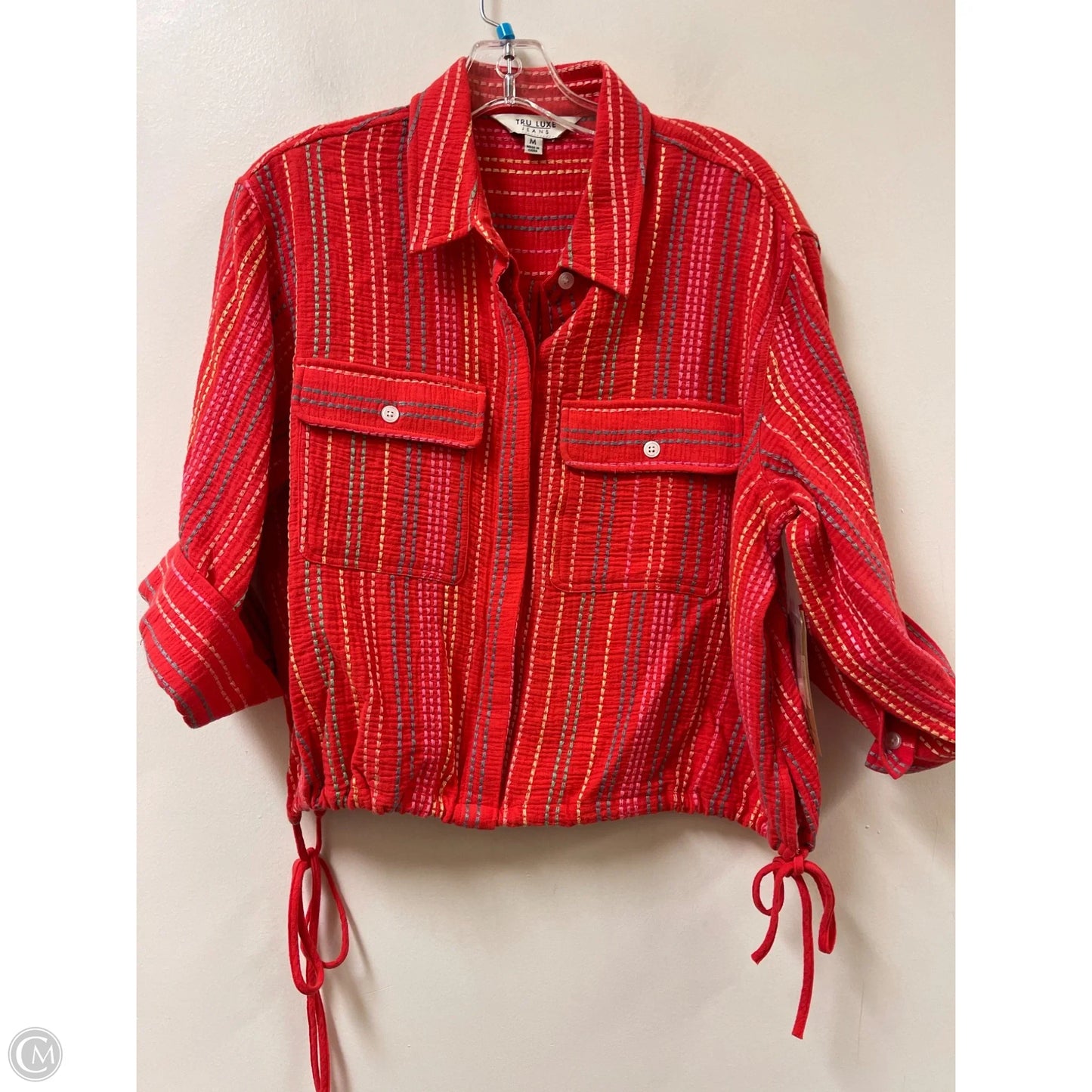 Blouse Long Sleeve By Cmc In Red, Size: M