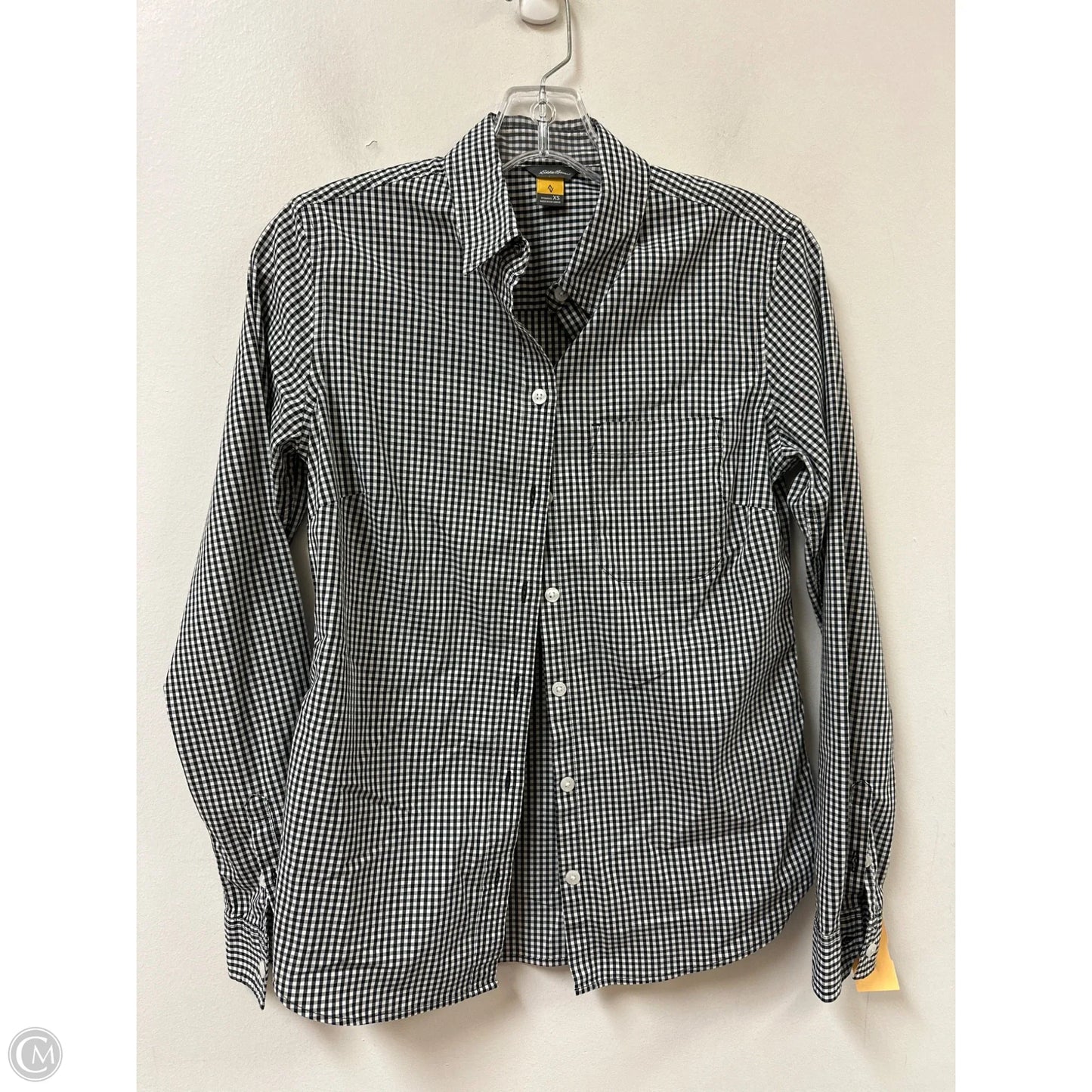 Blouse Long Sleeve By Eddie Bauer In Black & White, Size: Xs