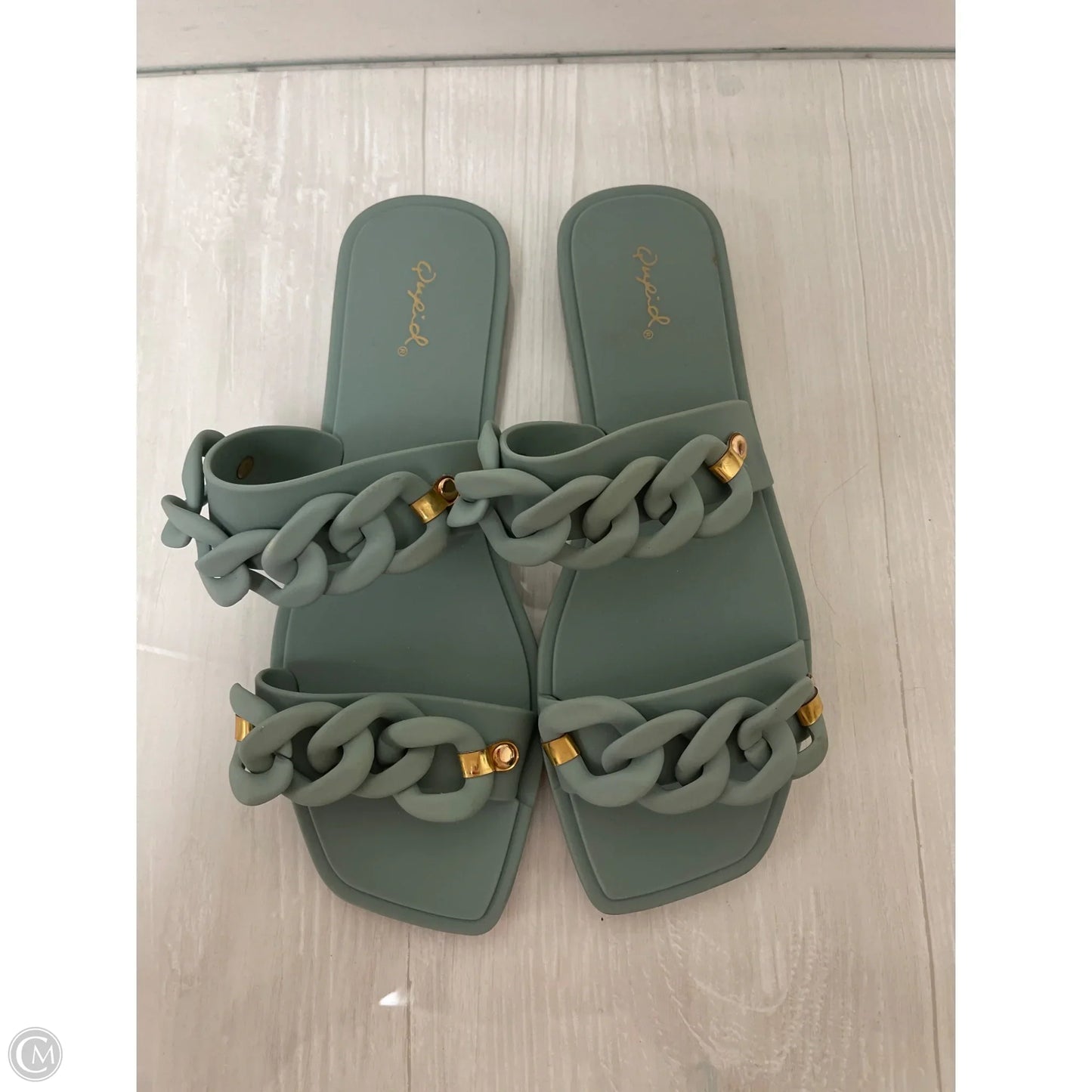 Sandals Flats By Qupid In Green, Size: 9